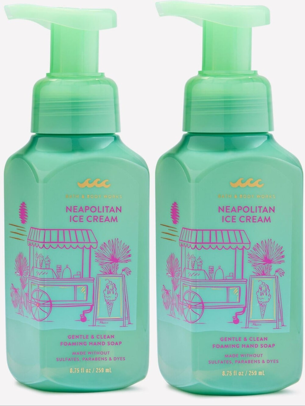 Bath & Body Works Neapolitan Ice Cream Gentle Foaming Hand Soap Set of 2 NEW